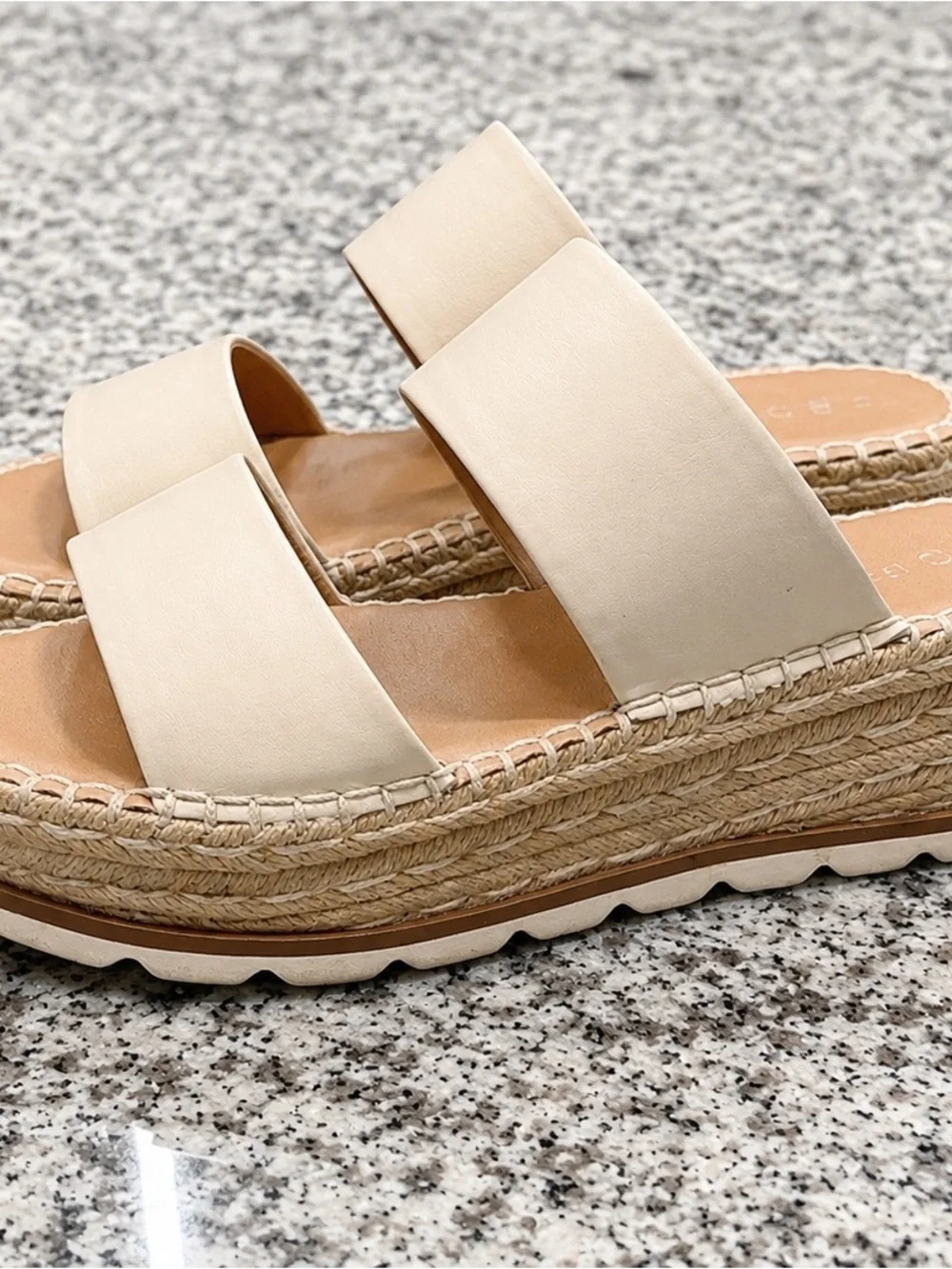 Esprit Women's Beige Double-Band Slide Sandals